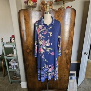 Johnny Was Blue Floral Mini Dress